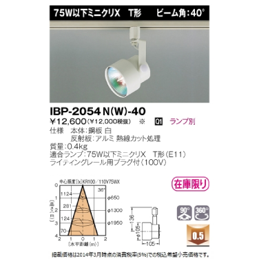 【在庫限り品】ＫＲ７５スポットライトプラグ型白本体　メーカー:東芝　型式:IBP2054N(W)-40